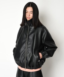 SUPERTHANKS（スーパーサンクス）の「＜ピグメント加工＞＜フェイクレザー＞スタンドカラー ジップブルゾンPigment dyed/Shrink faux leather stand-collar zip blouson（ブルゾン）」