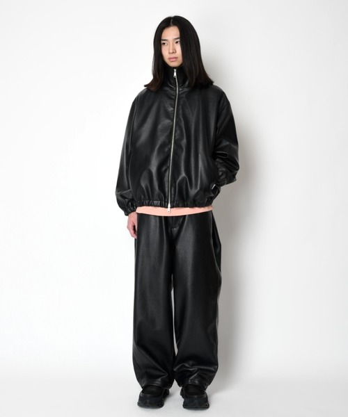 SUPERTHANKS(スーパーサンクス)の「<ピグメント加工><フェイクレザー>スタンドカラー ジップブルゾンPigment dyed/Shrink faux leather stand-collar zip blouson(ブルゾン・メンズ・ブラック系その他/ブラック・L/M/S)」の21枚目の写真
