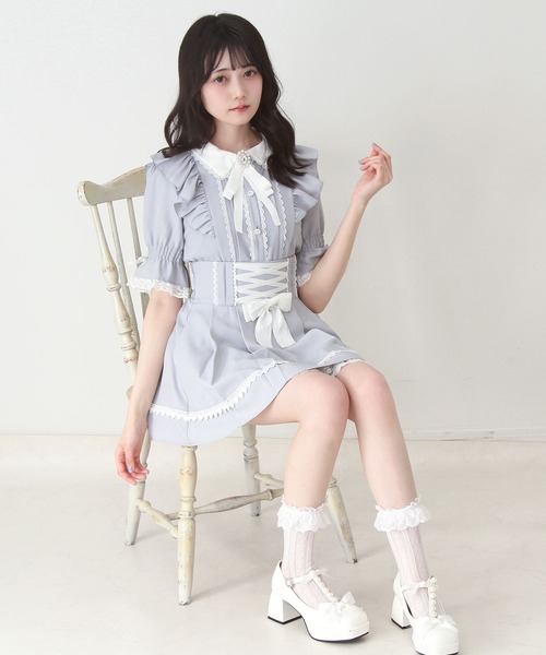 DearMyLove(ディアマイラブ)の「フリルギャザーリボンブラウス(シャツ/ブラウス・レディース・ブルーグレー/ホワイト/ブラック・MEDIUM/3L/LARGE)」の14枚目の写真