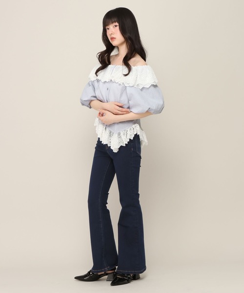 Heather(ヘザー)の「アシメヘムレーストリムブラウス(半袖) 696282(シャツ/ブラウス・レディース・ブルー系その他/ネイビー/アイボリー・FREE)」の11枚目の写真