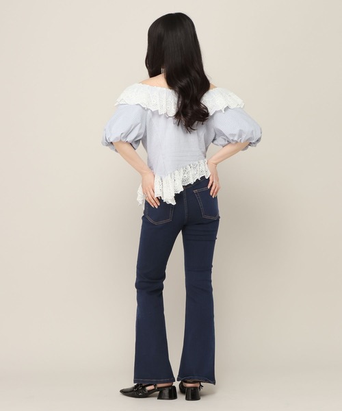 Heather(ヘザー)の「アシメヘムレーストリムブラウス(半袖) 696282(シャツ/ブラウス・レディース・ブルー系その他/ネイビー/アイボリー・FREE)」の12枚目の写真