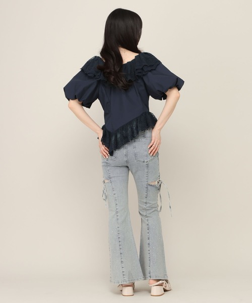 Heather(ヘザー)の「アシメヘムレーストリムブラウス(半袖) 696282(シャツ/ブラウス・レディース・ブルー系その他/ネイビー/アイボリー・FREE)」の21枚目の写真