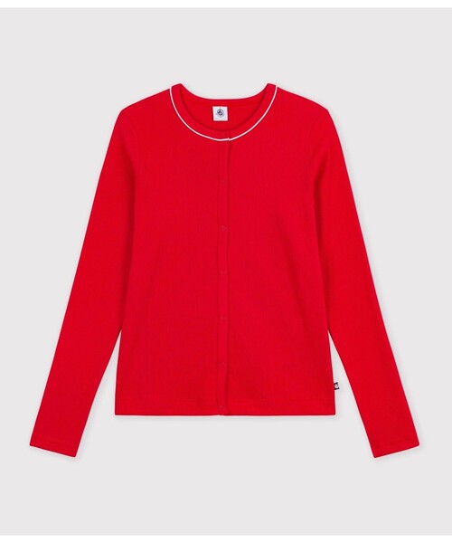 PETIT BATEAU（プチバトー）の「2×2リブ編みカーディガン（カーディガン/ボレロ・レディース・レッド/ネイビー・X-SMALL/SMALL/MEDIUM/LARGE）」の10枚目の写真