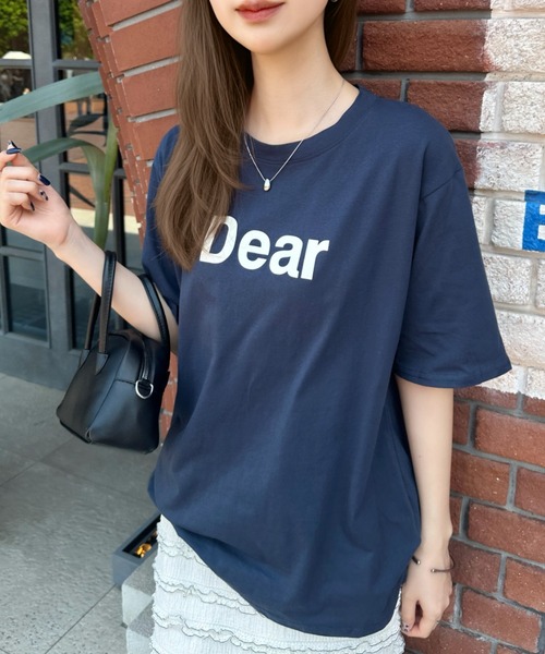 Eclat one(エクラワン)の「大人のこなれロゴ。Dearフロントロゴ・オーバーサイズTシャツ(Tシャツ/カットソー・レディース・グレー/ネイビー/ブラウン/ホワイト・FREE)」の19枚目の写真