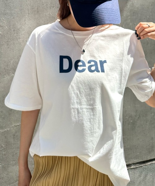 Eclat one(エクラワン)の「大人のこなれロゴ。Dearフロントロゴ・オーバーサイズTシャツ(Tシャツ/カットソー・レディース・グレー/ネイビー/ブラウン/ホワイト・FREE)」の20枚目の写真