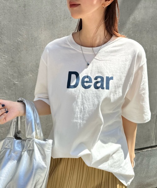 Eclat one(エクラワン)の「大人のこなれロゴ。Dearフロントロゴ・オーバーサイズTシャツ(Tシャツ/カットソー・レディース・グレー/ネイビー/ブラウン/ホワイト・FREE)」の22枚目の写真