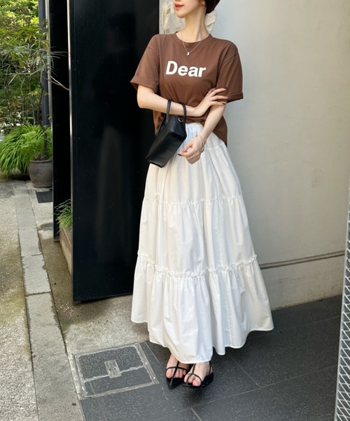 Eclat one(エクラワン)の「大人のこなれロゴ。Dearフロントロゴ・オーバーサイズTシャツ(Tシャツ/カットソー・レディース・グレー/ネイビー/ブラウン/ホワイト・FREE)」の10枚目の写真