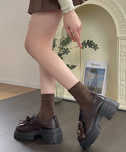 Miniministore(ミニミニストア)の「チェックリボン厚底ローファーレースアップ(ローファー・レディース・ブラック/ブラウン・22.5cm/24.5cm/24.0cm/23.5cm/23.0cm)」の11枚目の写真