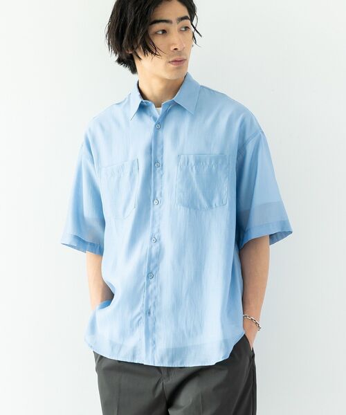 CRAFT STANDARD BOUTIQUE(クラフトスタンダードブティック)の「シアー半袖シャツ(シャツ/ブラウス・メンズ・ブルー/ブラック/ベージュ・M/L)」の16枚目の写真