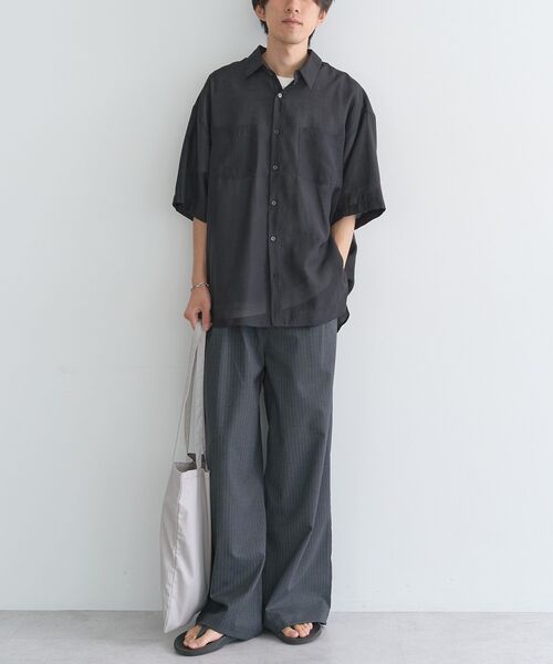 CRAFT STANDARD BOUTIQUE(クラフトスタンダードブティック)の「シアー半袖シャツ(シャツ/ブラウス・メンズ・ブルー/ブラック/ベージュ・M/L)」の5枚目の写真