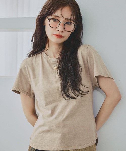 mysty woman（ミスティウーマン）の「ピグメントTシャツ半袖　798492（Tシャツ/カットソー・レディース・ベージュ/チャコールグレー/オフホワイト・FREE）」の3枚目の写真