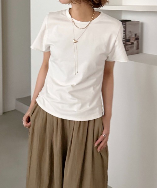 mysty woman(ミスティウーマン)の「ピグメントTシャツ半袖 798492(Tシャツ/カットソー・レディース・ベージュ/チャコールグレー/オフホワイト・FREE)」の21枚目の写真