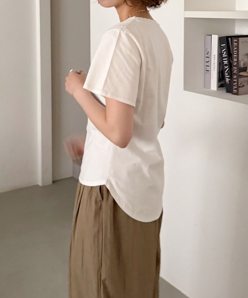 mysty woman(ミスティウーマン)の「ピグメントTシャツ半袖 798492(Tシャツ/カットソー・レディース・ベージュ/チャコールグレー/オフホワイト・FREE)」の22枚目の写真