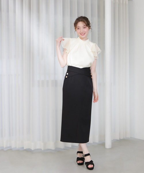 ASTORIA ODIER(アストリアオディール)の「ウエストクロスタイトスカート(スカート・レディース・ネイビー/ブラック/アイボリー・MEDIUM/SMALL)」の1枚目の写真
