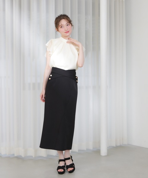 ASTORIA ODIER(アストリアオディール)の「ウエストクロスタイトスカート(スカート・レディース・ネイビー/ブラック/アイボリー・MEDIUM/SMALL)」の8枚目の写真