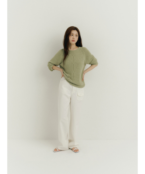 Yuje(ユジェ)の「FURL SUMMER KNIT (3color)(ニット/セーター・レディース・スカイブルー/Off White/ライム・FREE)」の12枚目の写真