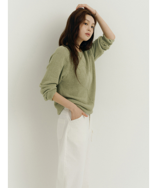 Yuje(ユジェ)の「FURL SUMMER KNIT (3color)(ニット/セーター・レディース・スカイブルー/Off White/ライム・FREE)」の16枚目の写真