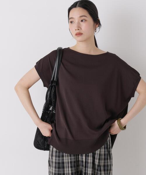 NANO universe(ナノユニバース)の「SUMMER VEIL KNIT ワイドプルオーバー(ニット/セーター・レディース・ダークブラウン/ライトピンク/その他1・FREE)」の2枚目の写真