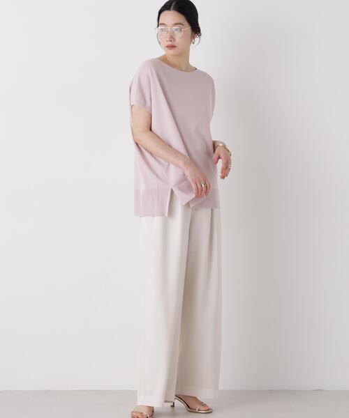 NANO universe(ナノユニバース)の「SUMMER VEIL KNIT ワイドプルオーバー(ニット/セーター・レディース・ダークブラウン/ライトピンク/その他1・FREE)」の5枚目の写真