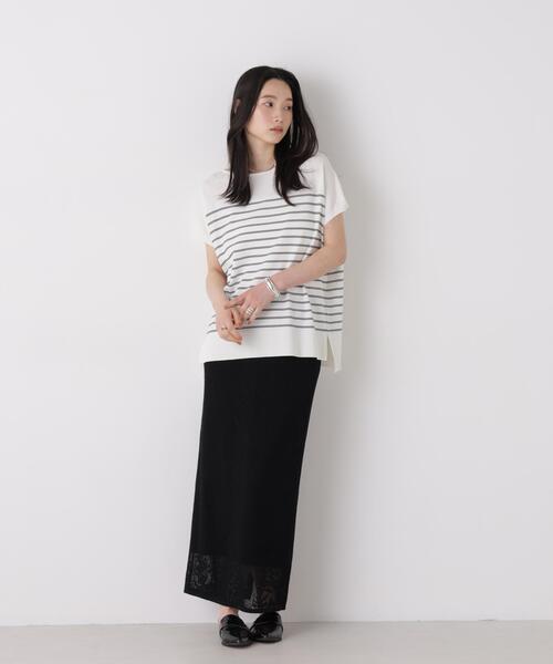 NANO universe(ナノユニバース)の「SUMMER VEIL KNIT ワイドプルオーバー(ニット/セーター・レディース・ダークブラウン/ライトピンク/その他1・FREE)」の13枚目の写真