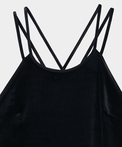 tanakadaisuke(タナカダイスケ)の「【tanakadaisuke/タナカダイスケ】velour cami-one piece/ベロアキャミワンピース(ワンピース・レディース・ブラック/ブラウン・FREE)」の4枚目の写真