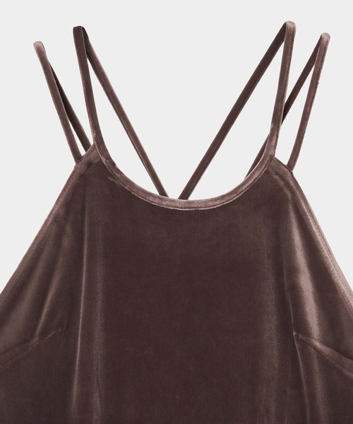 tanakadaisuke(タナカダイスケ)の「【tanakadaisuke/タナカダイスケ】velour cami-one piece/ベロアキャミワンピース(ワンピース・レディース・ブラック/ブラウン・FREE)」の9枚目の写真