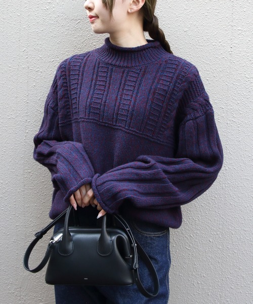 THE SHINZONE(ザ シンゾーン)の「THE SHINZONE/シンゾーン ミックスヤーンモックネックニット MIXED YARN MOCK NECK KNIT 26AMSNI06(ニット/セーター・レディース・ネイビー/ナチュラル・FREE)」の2枚目の写真