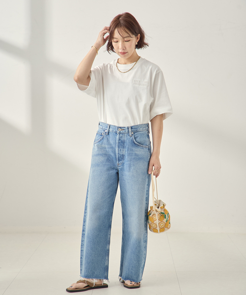 BAUM UND PFERDGARTEN(バウムウンドヘルガーデン)の「BAUM UND PFERDGARTEN/バウム ウンド ヘルガーデン JIANA 22135 Tシャツ(Tシャツ/カットソー・レディース・ブラック/ホワイト/ネイビー・SMALL)」の5枚目の写真