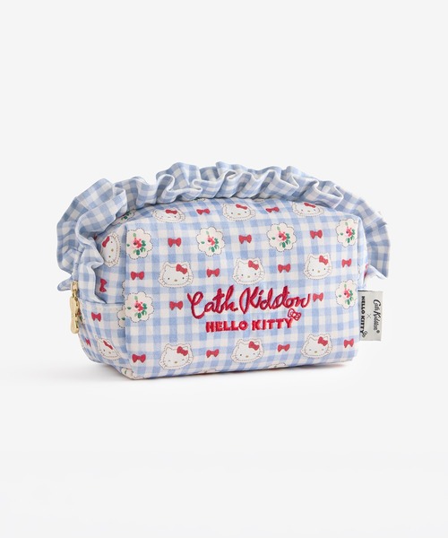 Cath Kidston × Hello Kittyフリルポーチ ブルー リボン Cath Kidston × Hello Kitty フリルポーチ（ポーチ）｜Cath Kidston