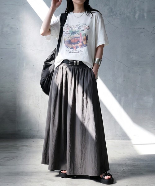 antiqua(アンティカ)の「ギャザー フレア ロングスカート(スカート・レディース・グレー/ブラック/アイボリー・ONESIZE)」の13枚目の写真