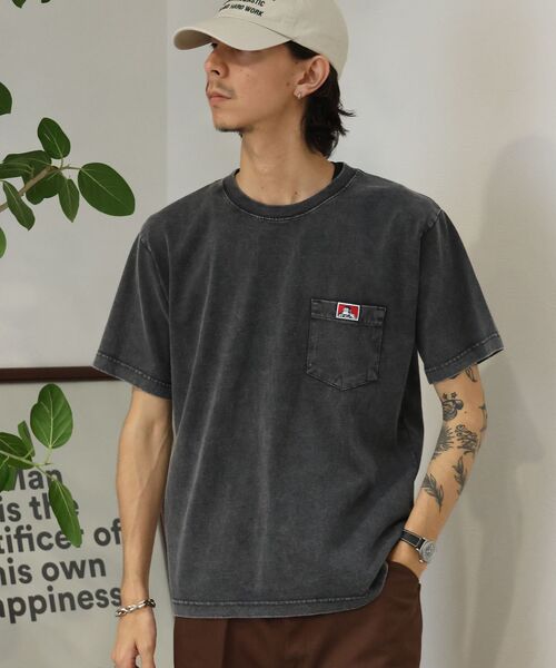 BEN DAVIS（ベンデイビス）の「【BEN DAVIS（ベンデイビス）】 VNTG POCKET TEE / Tシャツ 半袖 クルーネック 加工 ワンポイント ユニセックス ポケット（Tシャツ/カットソー・メンズ・オフホワイト/ネイビー/ブラック/グリーン系その他5/レッド・X-LARGE/SMALL/LARGE/MEDIUM）」の2枚目の写真