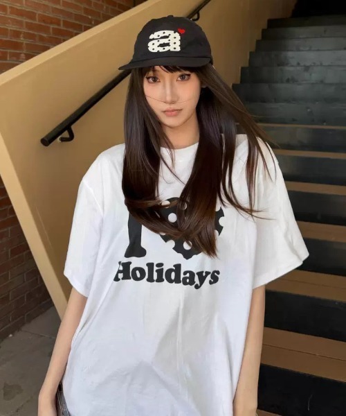ViViDAY(ビビデー)の「英字ロゴ&ドットハート柄BIGtシャツ(Tシャツ/カットソー・レディース・ホワイト・M)」の12枚目の写真