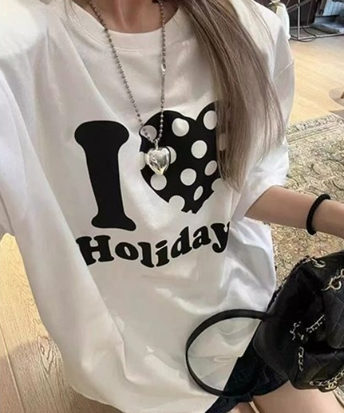 ViViDAY(ビビデー)の「英字ロゴ&ドットハート柄BIGtシャツ(Tシャツ/カットソー・レディース・ホワイト・M)」の15枚目の写真