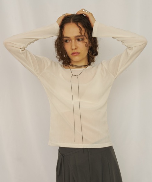 AIC.(エーアイシー)の「シアーベロアトップス(Tシャツ/カットソー・レディース・アイボリー/チャコールグレー/ブラウン/ブラック・FREE)」の13枚目の写真