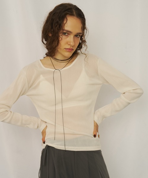 AIC.(エーアイシー)の「シアーベロアトップス(Tシャツ/カットソー・レディース・アイボリー/チャコールグレー/ブラウン/ブラック・FREE)」の10枚目の写真