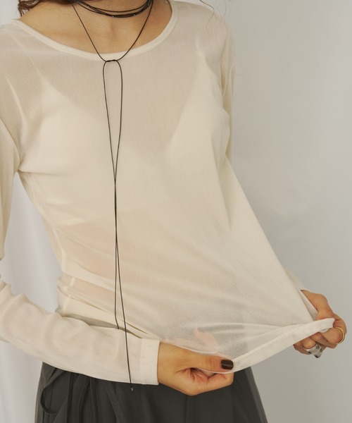 AIC.(エーアイシー)の「シアーベロアトップス(Tシャツ/カットソー・レディース・アイボリー/チャコールグレー/ブラウン/ブラック・FREE)」の16枚目の写真