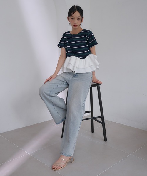 SOELA(ソエラ)の「【INGNI SOELA】ペプラムマルチボーダーTシャツ/WEB限定(Tシャツ/カットソー・レディース・オートミール/ネイビー・FREE)」の16枚目の写真