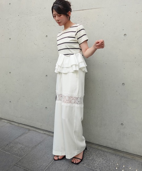 SOELA(ソエラ)の「【INGNI SOELA】ペプラムマルチボーダーTシャツ/WEB限定(Tシャツ/カットソー・レディース・オートミール/ネイビー・FREE)」の9枚目の写真