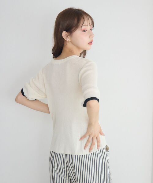 RETRO GIRL(レトロガール)の「ギャザーシアーニットカーデ(Tシャツ/カットソー・レディース・オフホワイト/ブルー/レッド・FREE)」の8枚目の写真