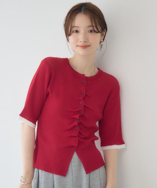 RETRO GIRL(レトロガール)の「ギャザーシアーニットカーデ(Tシャツ/カットソー・レディース・オフホワイト/ブルー/レッド・FREE)」の19枚目の写真
