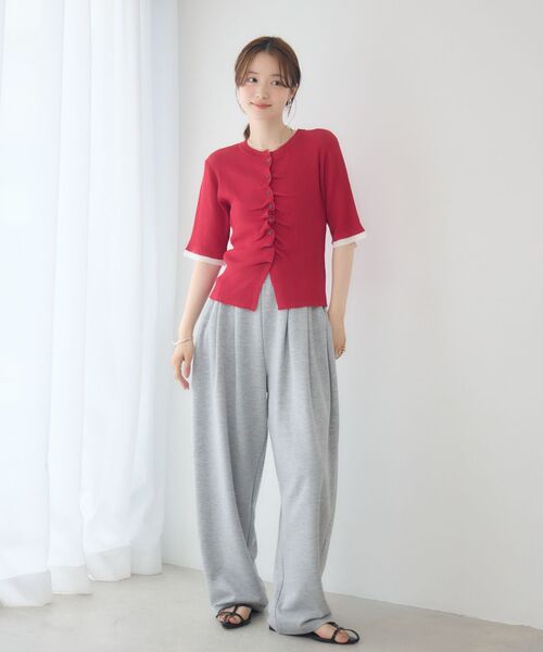 RETRO GIRL(レトロガール)の「ギャザーシアーニットカーデ(Tシャツ/カットソー・レディース・オフホワイト/ブルー/レッド・FREE)」の21枚目の写真