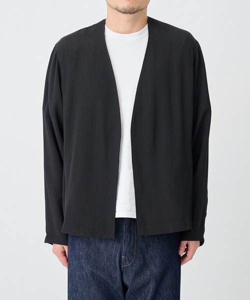 THE TOKYO(ザトウキョウ)の「【SILKα/シルクアルファ】SILK α Pleats Summer Cardigan(カーディガン/ボレロ・メンズ・ブラック・48/46)」の2枚目の写真