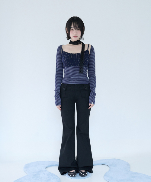MIRECO（ミレコ）の「BUTTON POCKET BOOTCUT PT BLACK（その他パンツ・レディース・その他・2/3）」の2枚目の写真