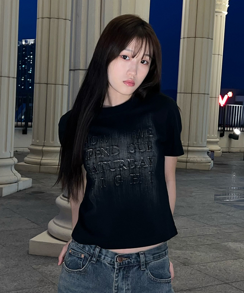 JUAN HOMME（ジュアンオム）の「ウィメンズクロップブラシフェイディングハーフスリーブTシャツ(ブラック)（Tシャツ/カットソー・レディース・その他・FREE）」の5枚目の写真