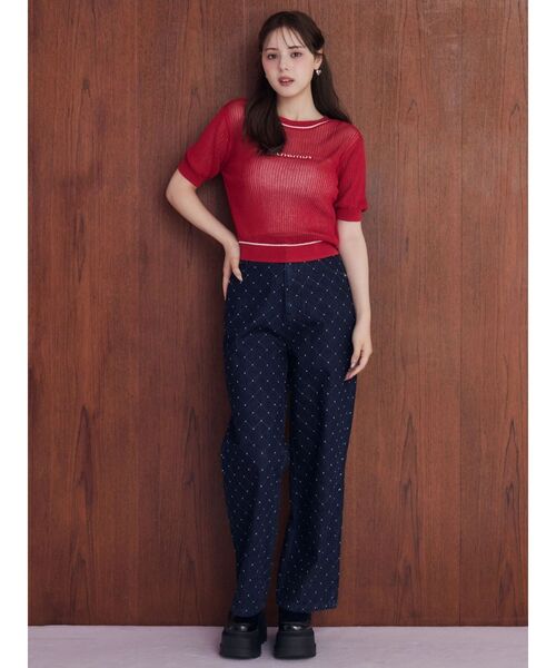 CALNAMUR(カルナムール)の「ダイヤステッチデニムパンツ(デニムパンツ・レディース・ブルー/ブラック・SMALL/MEDIUM)」の5枚目の写真