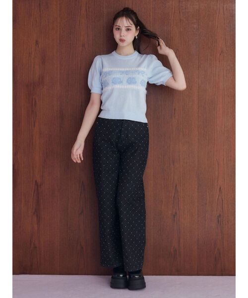 CALNAMUR(カルナムール)の「ダイヤステッチデニムパンツ(デニムパンツ・レディース・ブルー/ブラック・SMALL/MEDIUM)」の6枚目の写真
