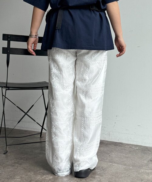 CPCM（シーピーシーエム）の「【セットアップ着用可】パッチワーク刺繍シアーパンツ（その他パンツ・レディース・オフホワイト/ブラック/ブラウン・FREE）」の6枚目の写真