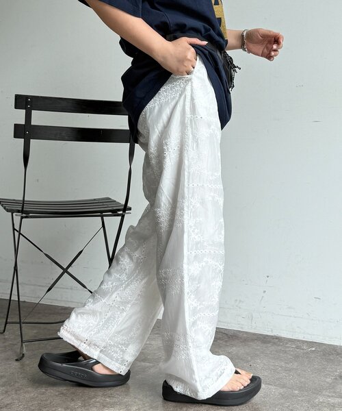 CPCM（シーピーシーエム）の「【セットアップ着用可】パッチワーク刺繍シアーパンツ（その他パンツ・レディース・オフホワイト/ブラック/ブラウン・FREE）」の16枚目の写真