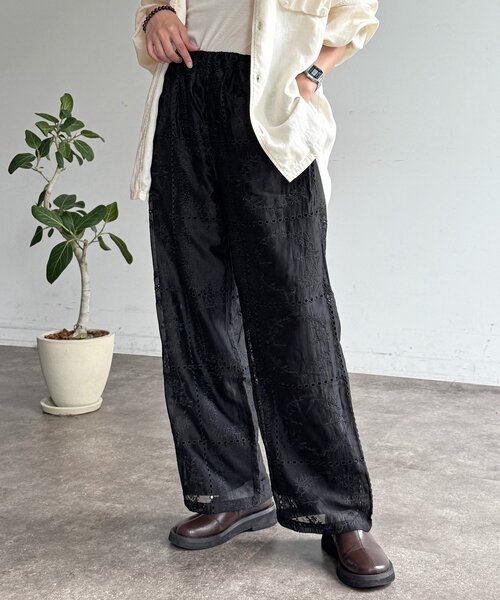 CPCM（シーピーシーエム）の「【セットアップ着用可】パッチワーク刺繍シアーパンツ（その他パンツ・レディース・オフホワイト/ブラック/ブラウン・FREE）」の18枚目の写真