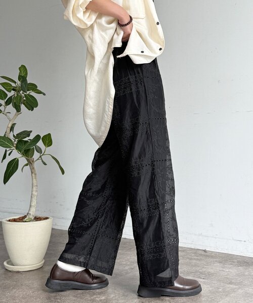 CPCM（シーピーシーエム）の「【セットアップ着用可】パッチワーク刺繍シアーパンツ（その他パンツ・レディース・オフホワイト/ブラック/ブラウン・FREE）」の21枚目の写真